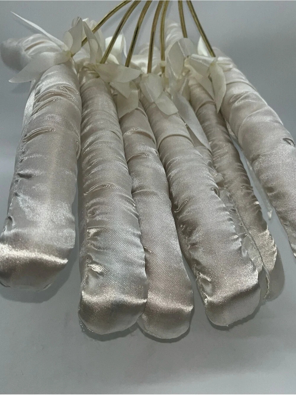 Satin Padded Ivory White Solid Hangers - Lot Of 7